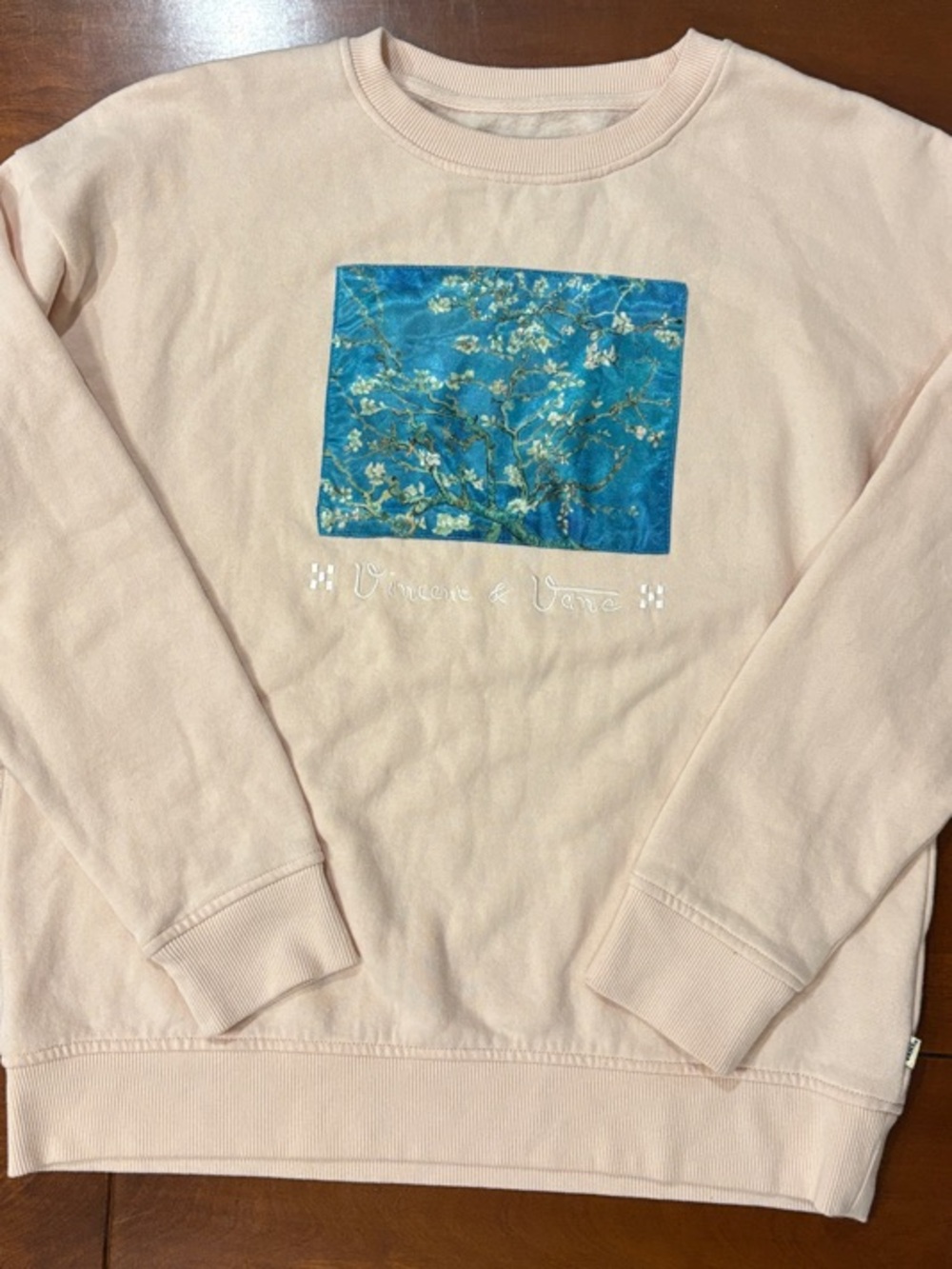 Vans Van Gogh Amsterdam Museum Crewneck in Soft Pink with Black Label. L